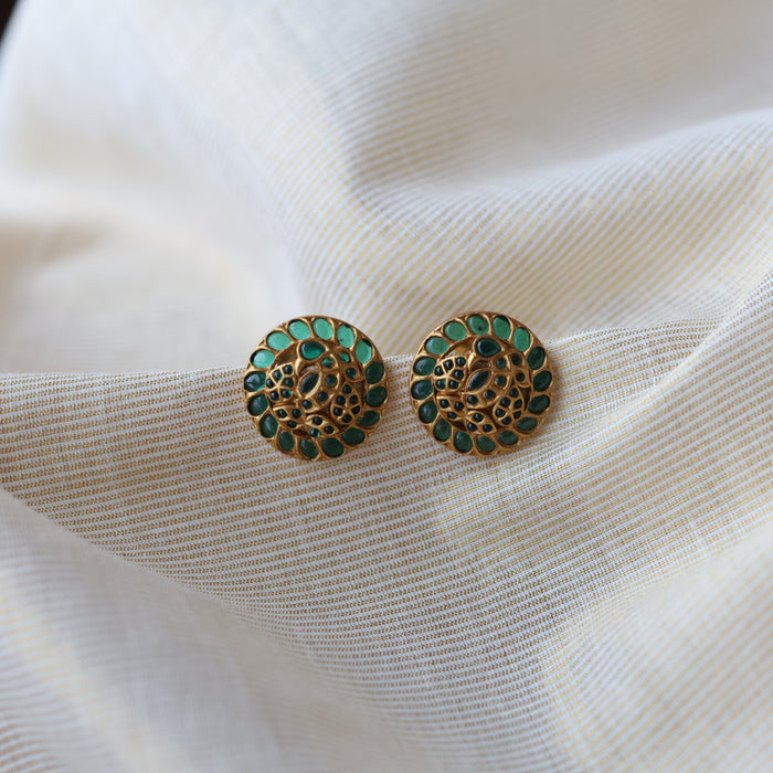 Antique green stone studd earrings  AS123