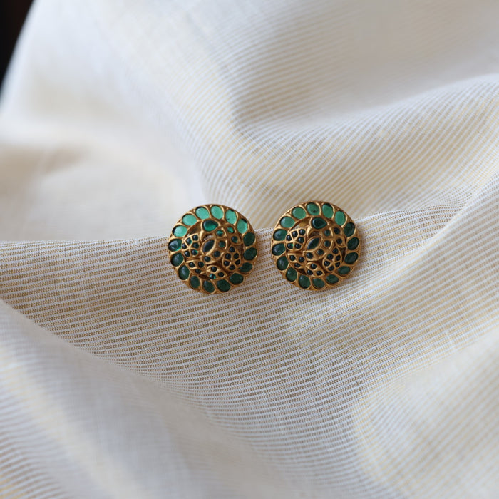 Antique green stone studd earrings  AS123