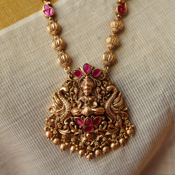 Antique temple design long necklace with earrings LL02567