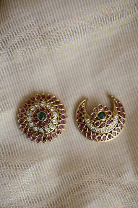 Ruby green stone sun and moon hair accessories HA00355
