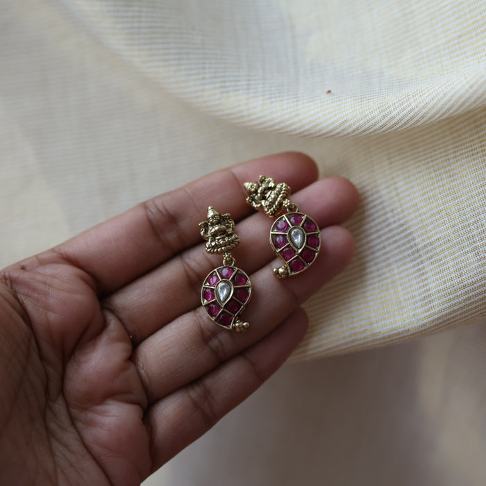 Antique ruby stone drop earrings  AD233