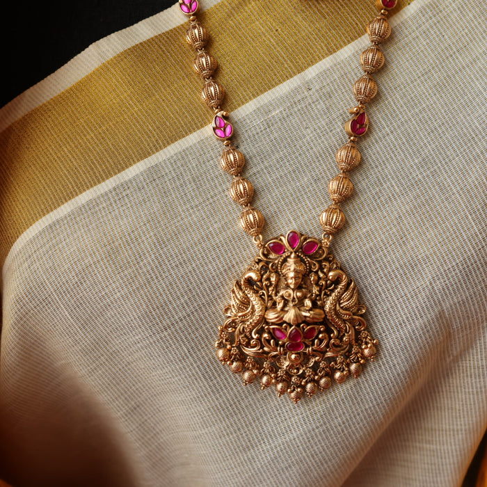 Antique temple design long necklace with earrings LL02567