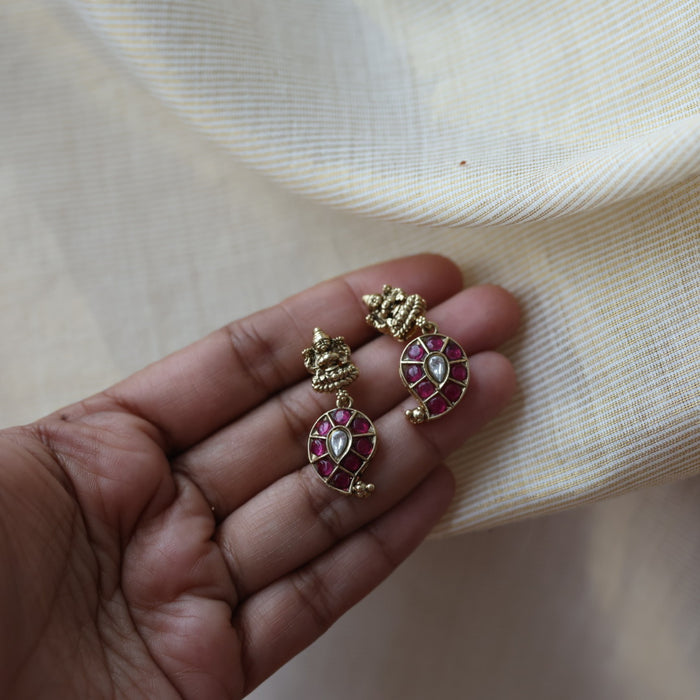 Antique ruby stone drop earrings  AD233