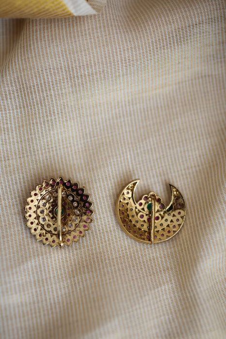 Ruby green stone sun and moon hair accessories HA00355