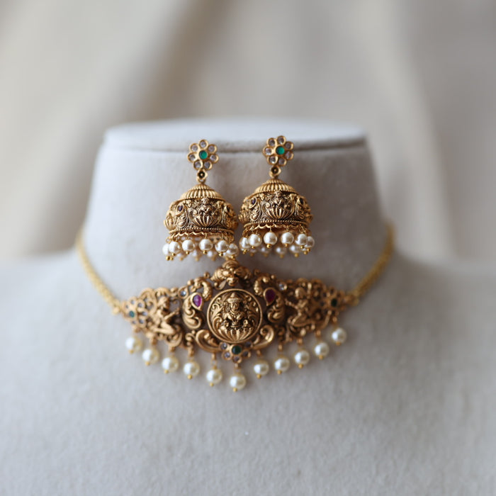 Antique choker necklace with earrings CCB18394