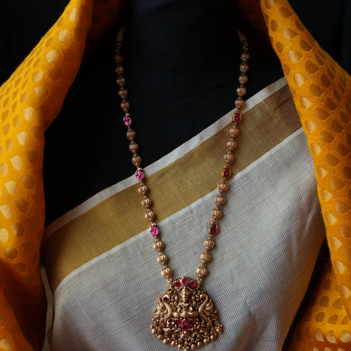 Antique temple design long necklace with earrings LL02567