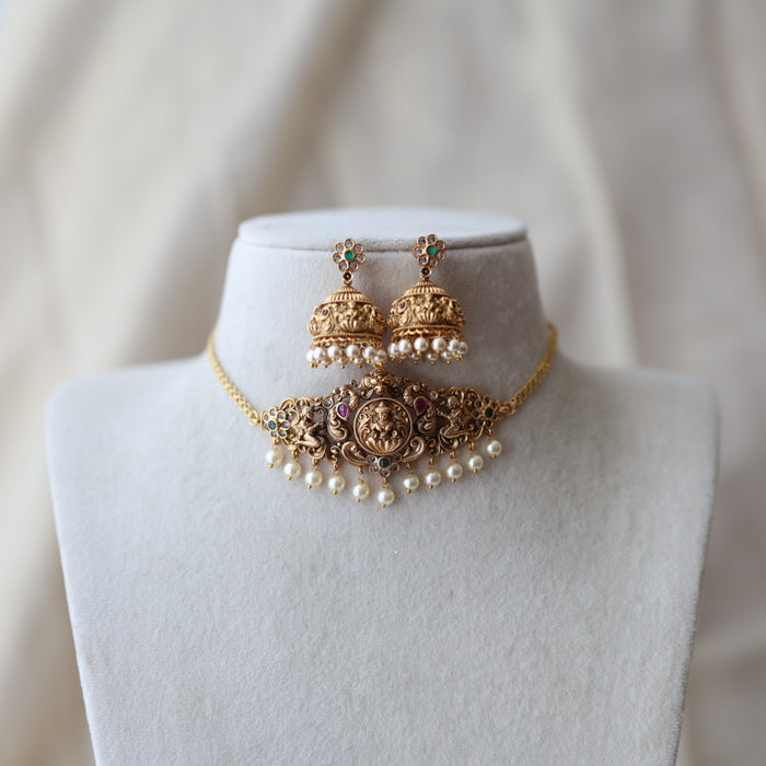 Antique choker necklace with earrings CCB18394