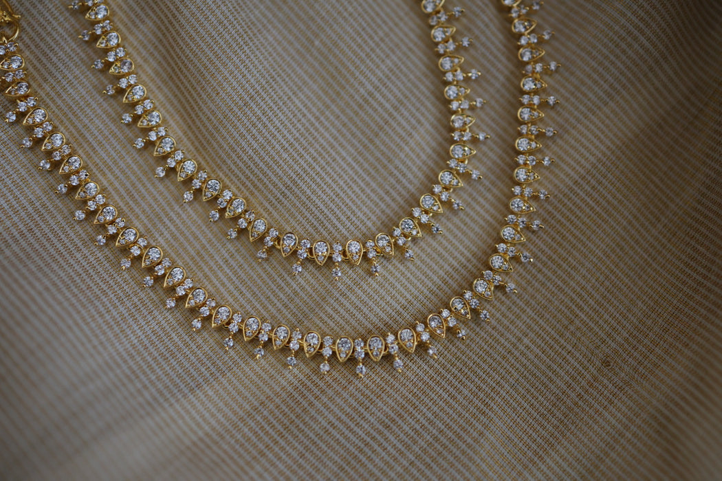 Heritage gold white stone traditional payal HAN121
