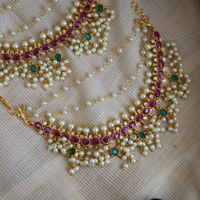 Heritage 3 layer ruby stone mattal ear accessories AM112