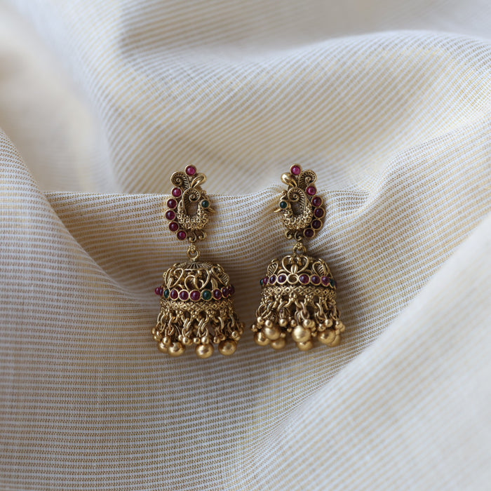 Antique peacock design jumka earrings  AJ4323