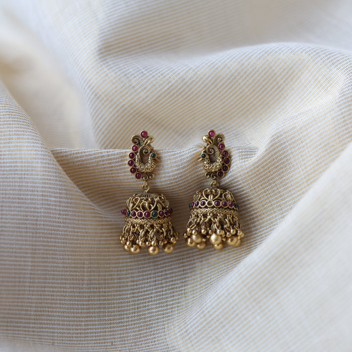 Antique peacock design jumka earrings  AJ4323