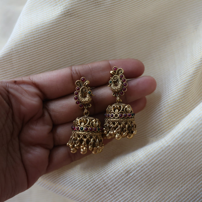 Antique peacock design jumka earrings  AJ4323