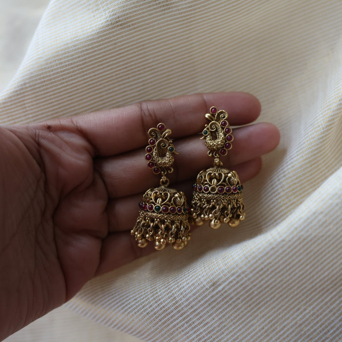 Antique peacock design jumka earrings  AJ4323