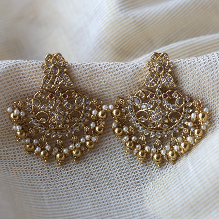 Antique white stone drop earrings  AD4711