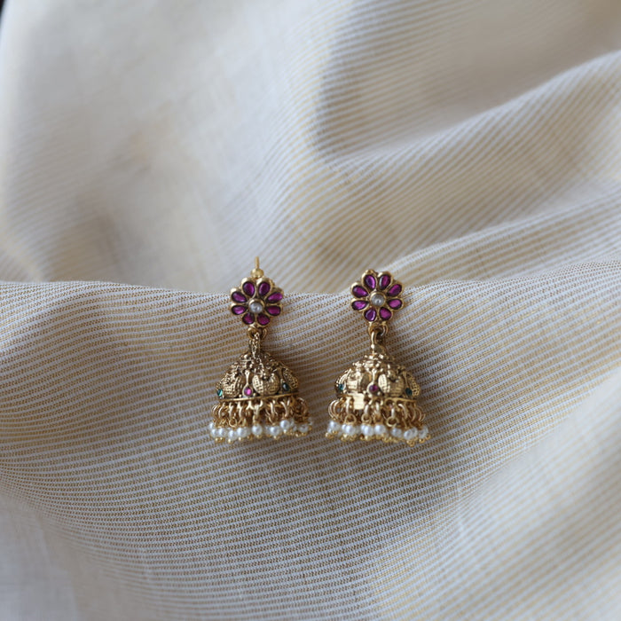 Antique ruby stone jumka earrings  AJ4711