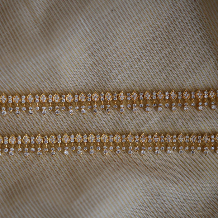 Heritage gold white stone traditional payal HAN12165
