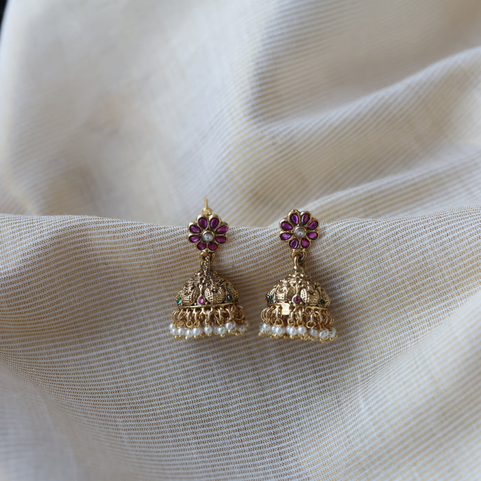 Antique ruby stone jumka earrings  AJ4711