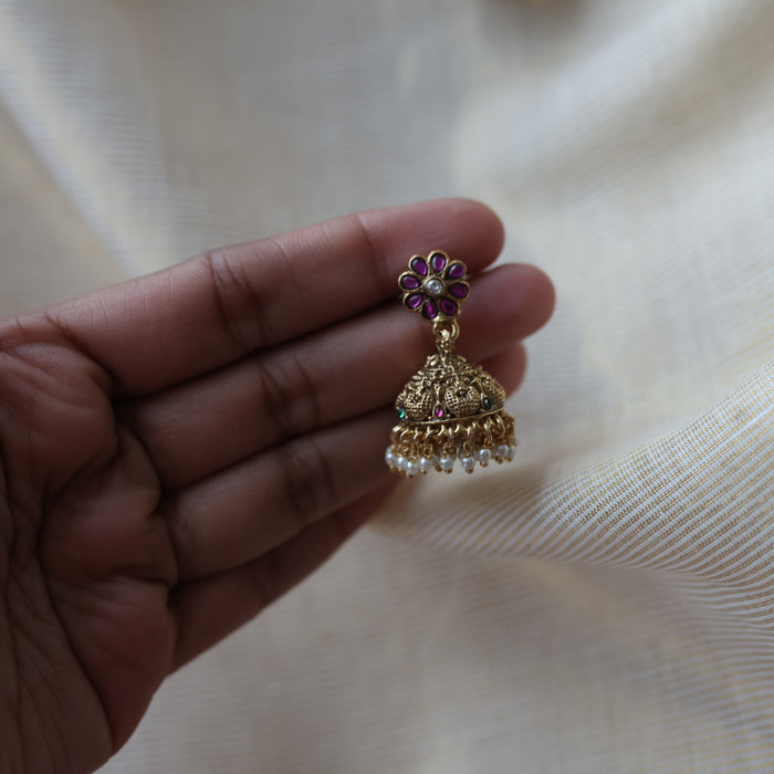 Antique ruby stone jumka earrings  AJ4711