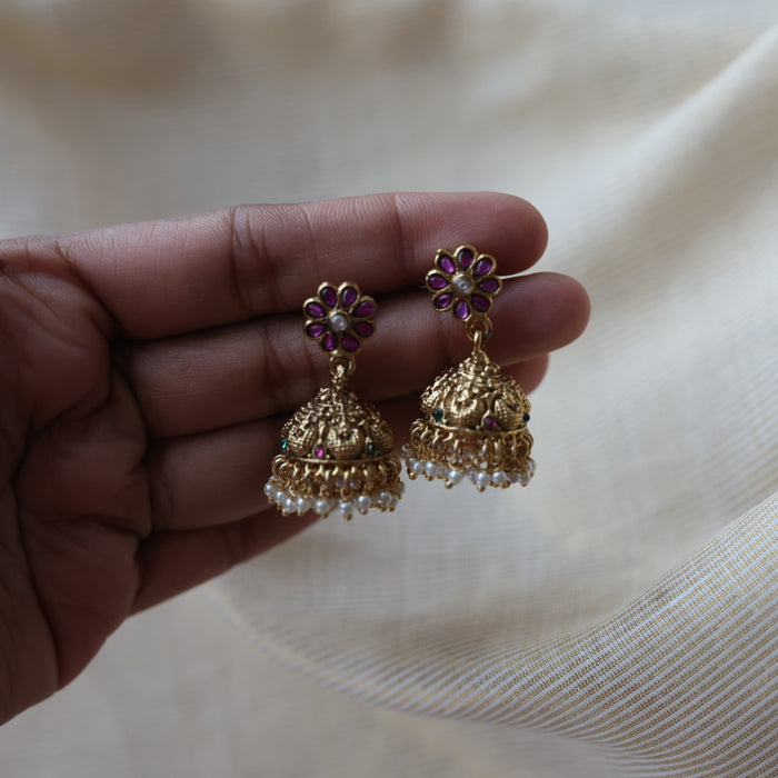 Antique ruby stone jumka earrings  AJ4711