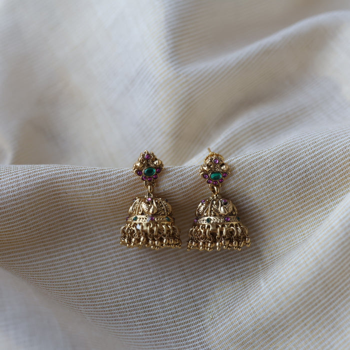 Antique ruby stone jumka earrings  AJ4716