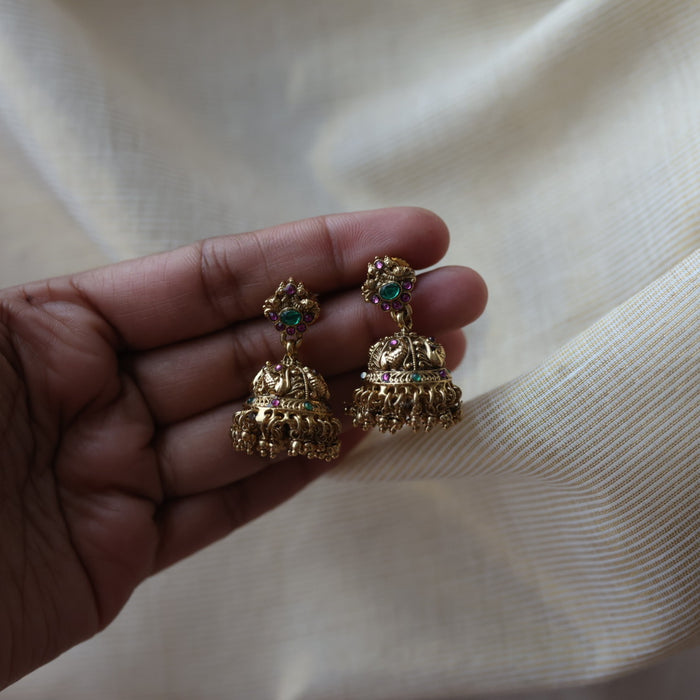 Antique ruby stone jumka earrings  AJ4716