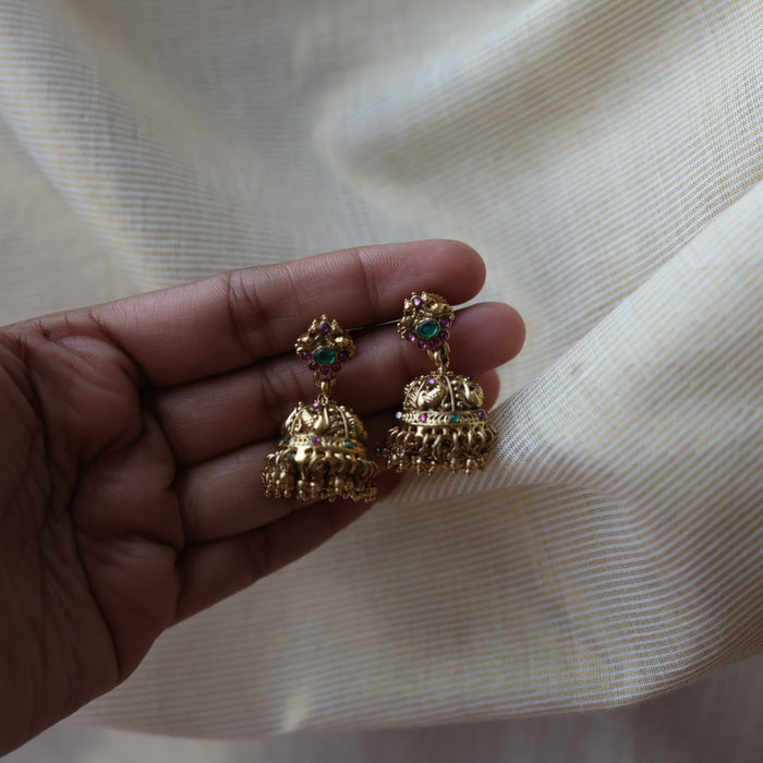 Antique ruby stone jumka earrings  AJ4716