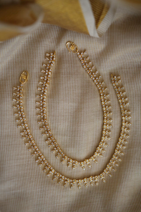 Heritage gold and white stone traditional payal HAN0998