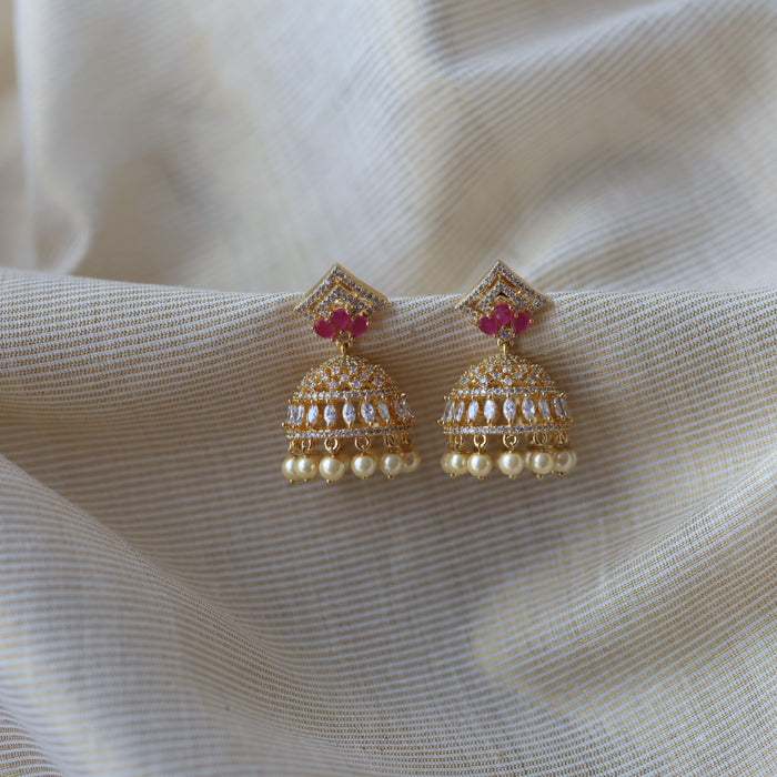 Heritage ruby white stone jumka earrings  HJ4717
