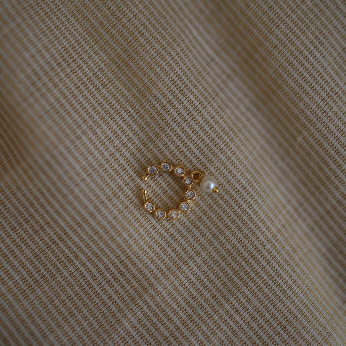 Heritage white stone gold plated nosering HN00119