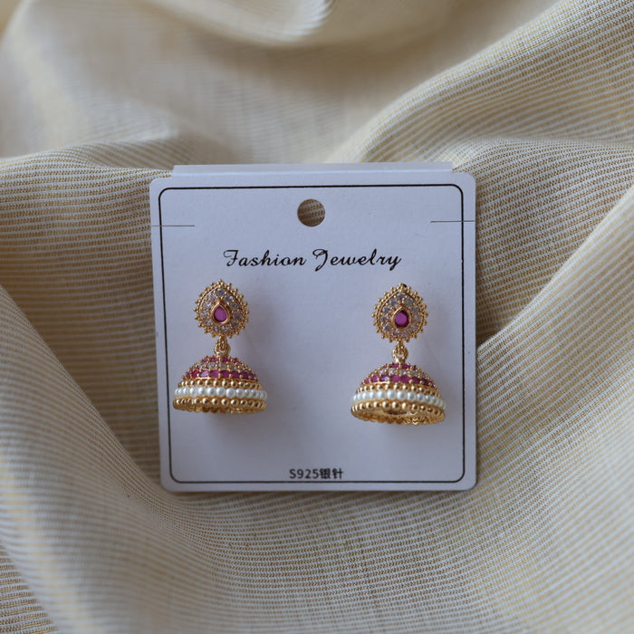 Heritage ruby white stone jumka earrings  HJ4718