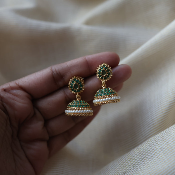 Heritage green stone jumka earrings  HJ4719