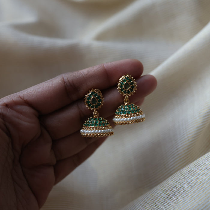 Heritage green stone jumka earrings  HJ4719