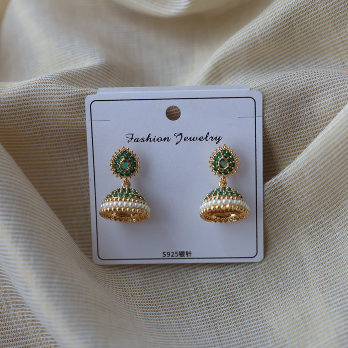 Heritage green stone jumka earrings  HJ4719