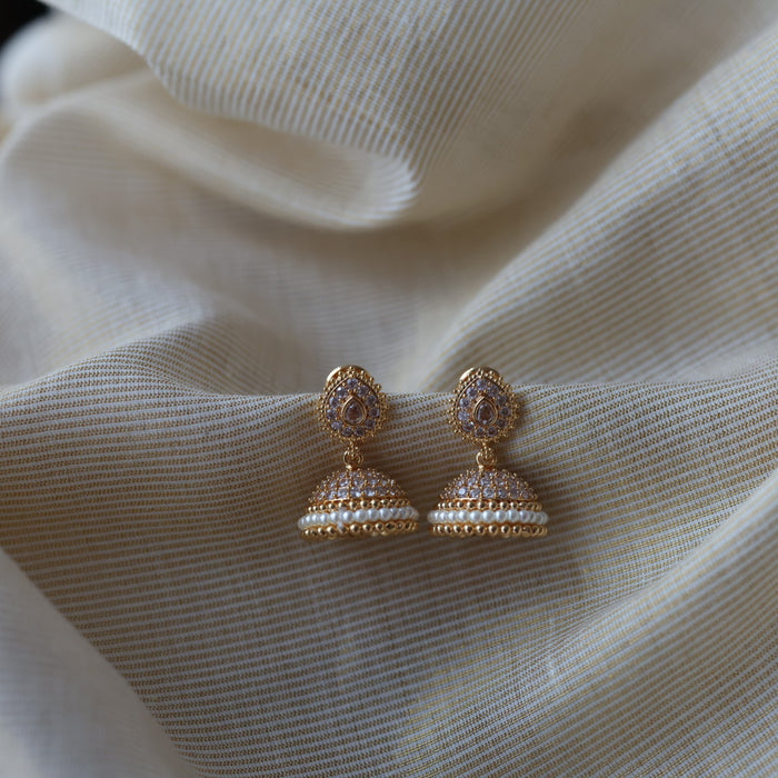 Heritage white stone jumka earrings  HJ4720