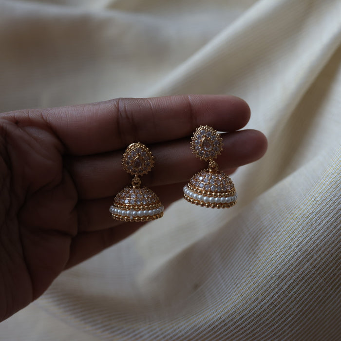 Heritage white stone jumka earrings  HJ4720