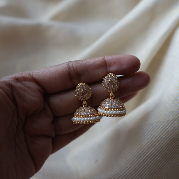 Heritage white stone jumka earrings  HJ4720