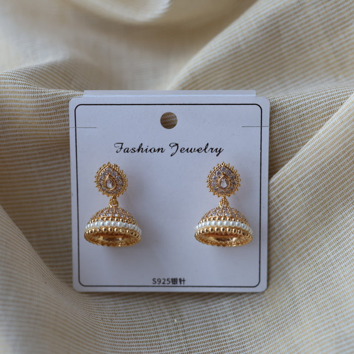 Heritage white stone jumka earrings  HJ4720
