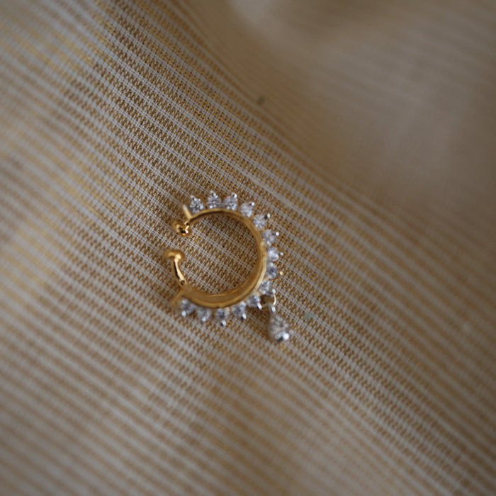 Heritage white stone gold plated nosering HN00121