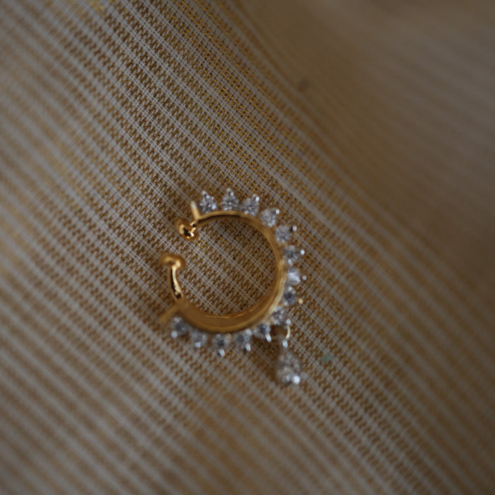 Heritage white stone gold plated nosering HN00121