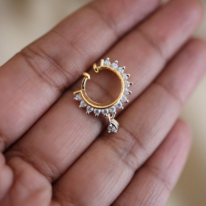 Heritage white stone gold plated nosering HN00121