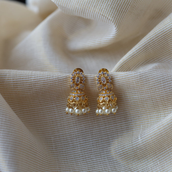 Heritage white stone jumka earrings  HJ4728