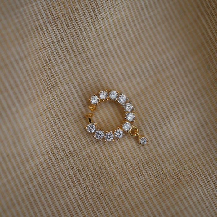 Heritage white stone gold plated nosering HN00123