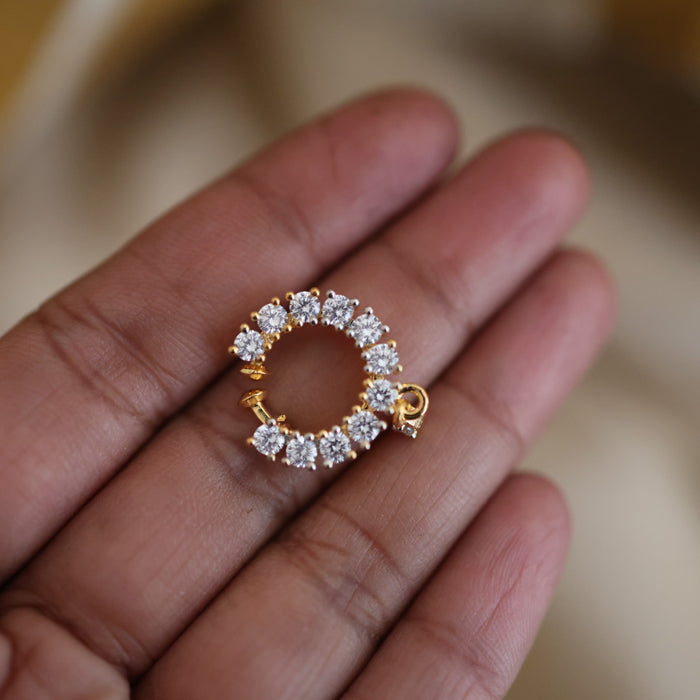 Heritage white stone gold plated nosering HN00123