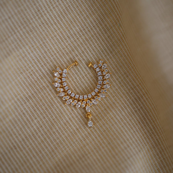 Heritage white stone gold plated nosering HN00124