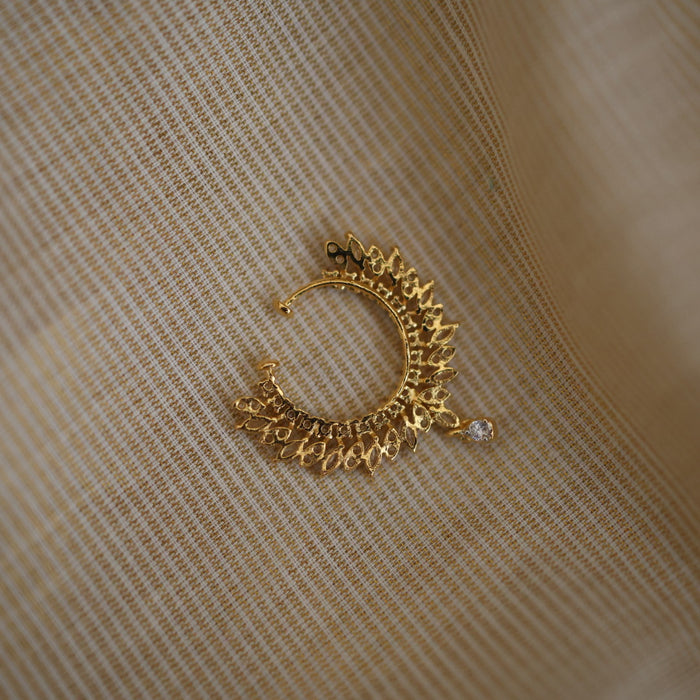 Heritage white stone gold plated nosering HN00124