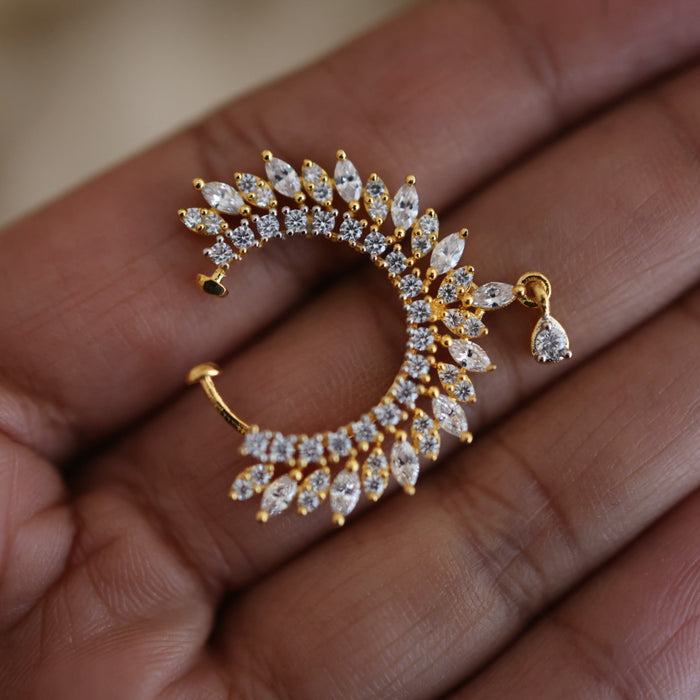 Heritage white stone gold plated nosering HN00124