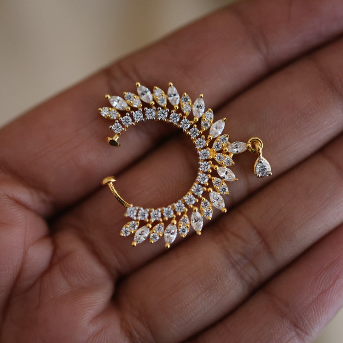 Heritage white stone gold plated nosering HN00124