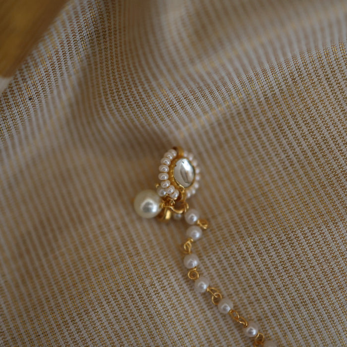Heritage white stone gold plated nosering HN00125