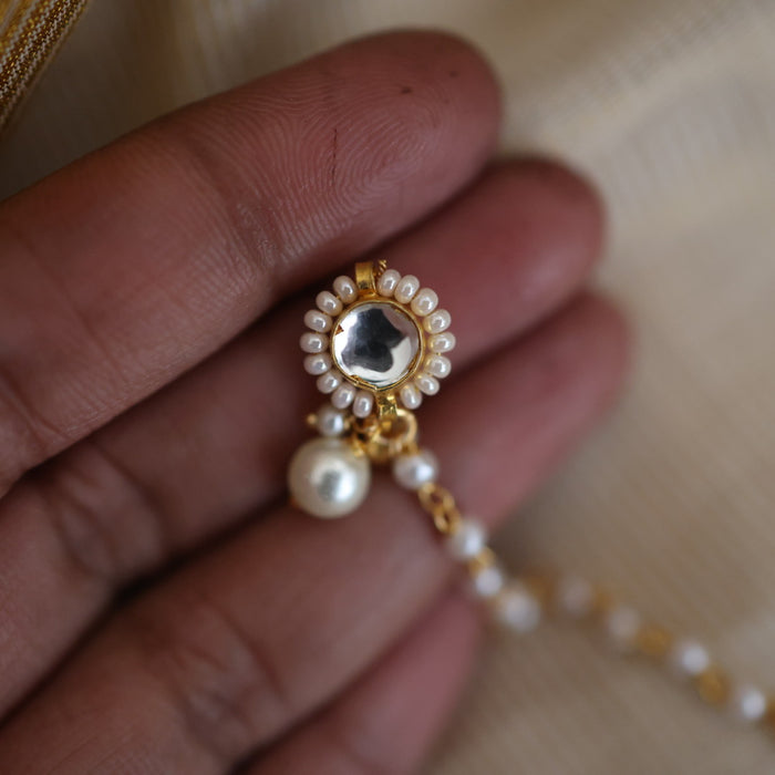 Heritage white stone gold plated nosering HN00125