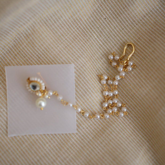 Heritage white stone gold plated nosering HN00126
